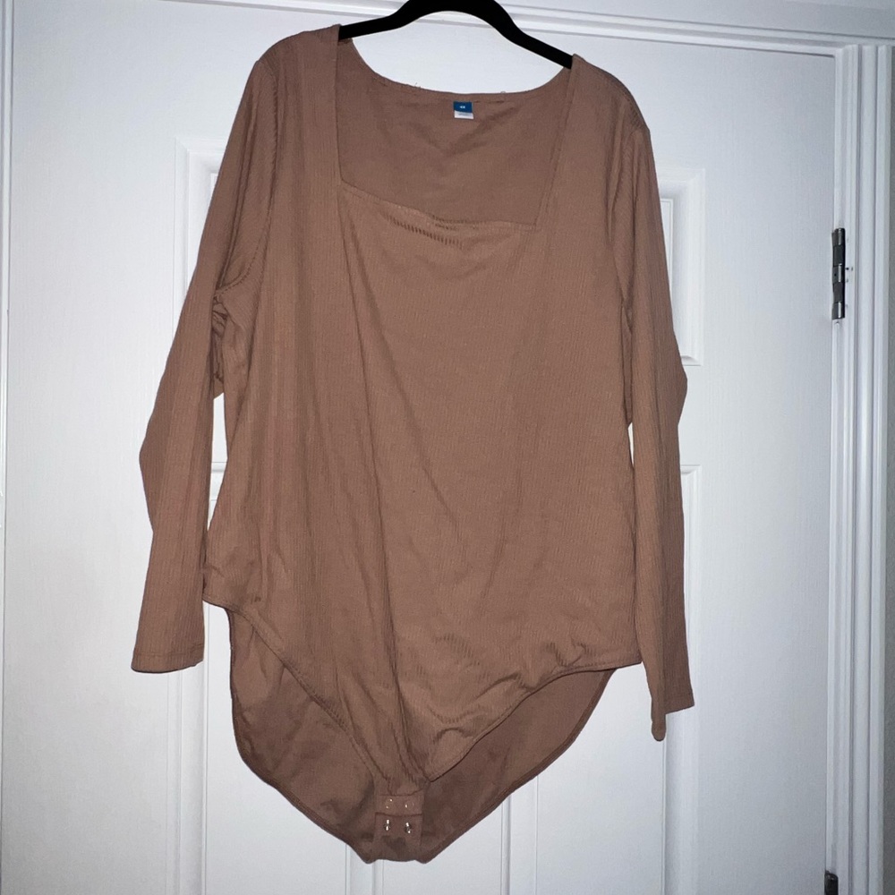 Tan/Burnt Orange, Square Neck Ribbed Bodysuit, Size 4X, Old Navy